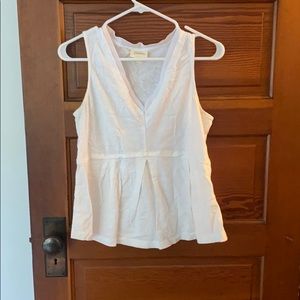 Anthropologie Deletta White Peplum V-Neck Top